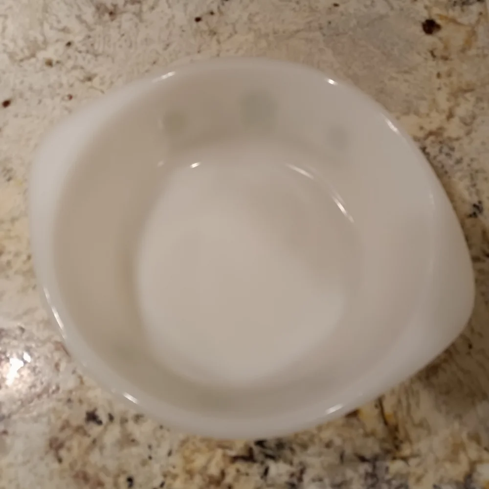Vintage Glasbake 2 Quart Baking Dish White Green Floral